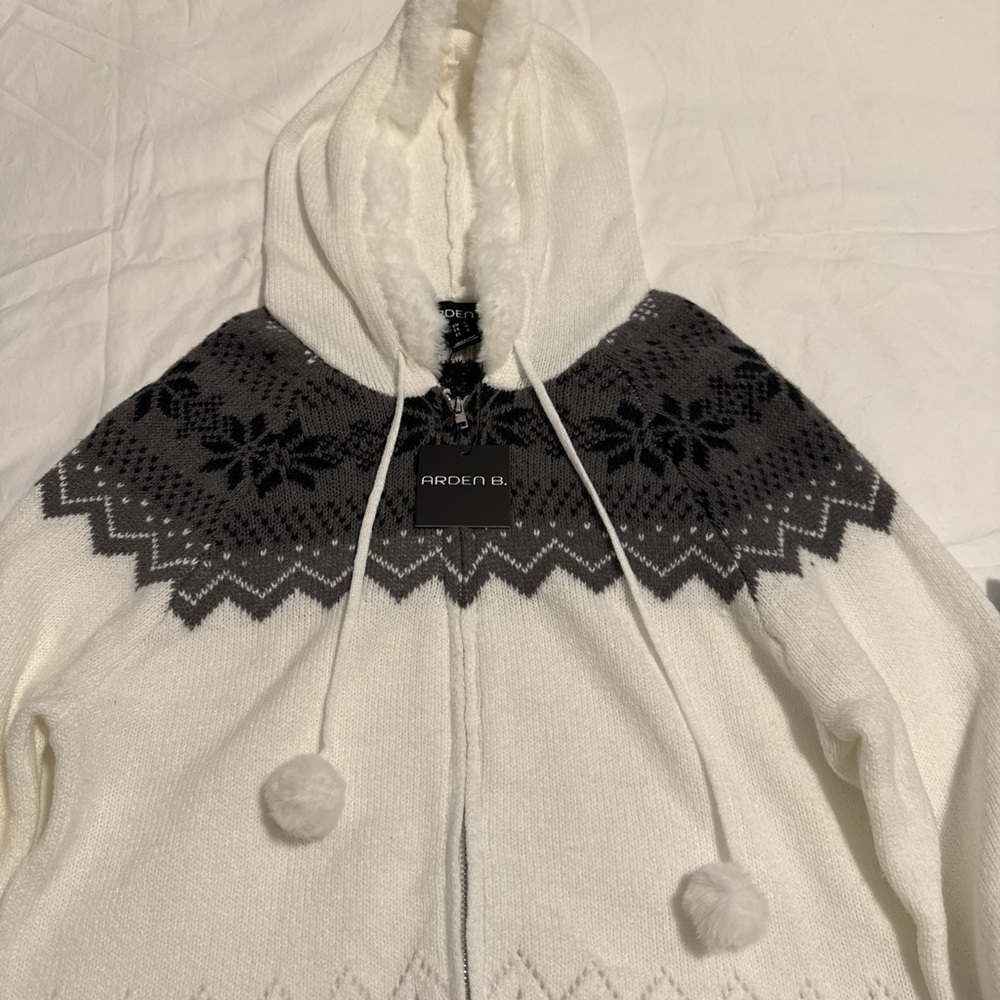 Ardene White and Gray Hooded Cardigan
